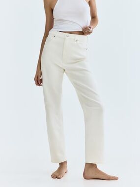 Women's High-Rise Straight Jeans in Cream